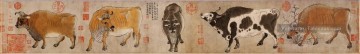 Hanhuang cinq bovins Art chinois traditionnel Peinture à l'huile